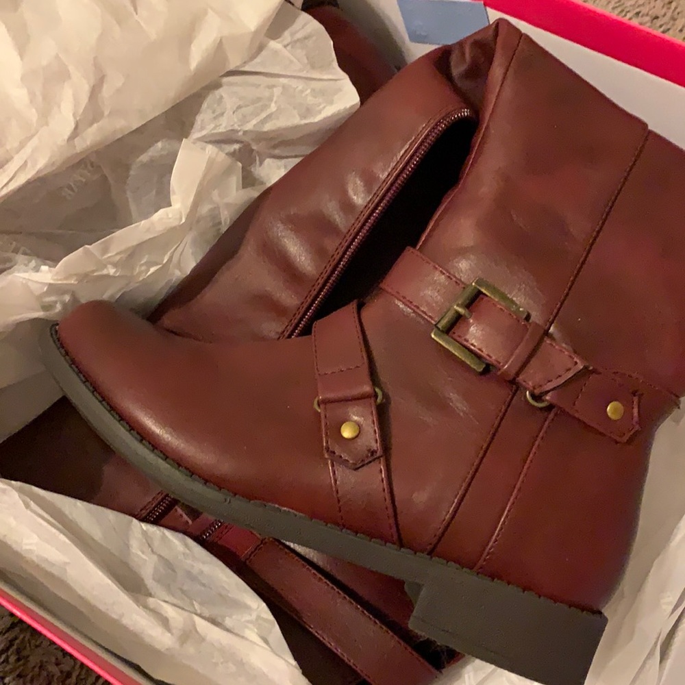 Burgundy Over the knee Flat Boots !!